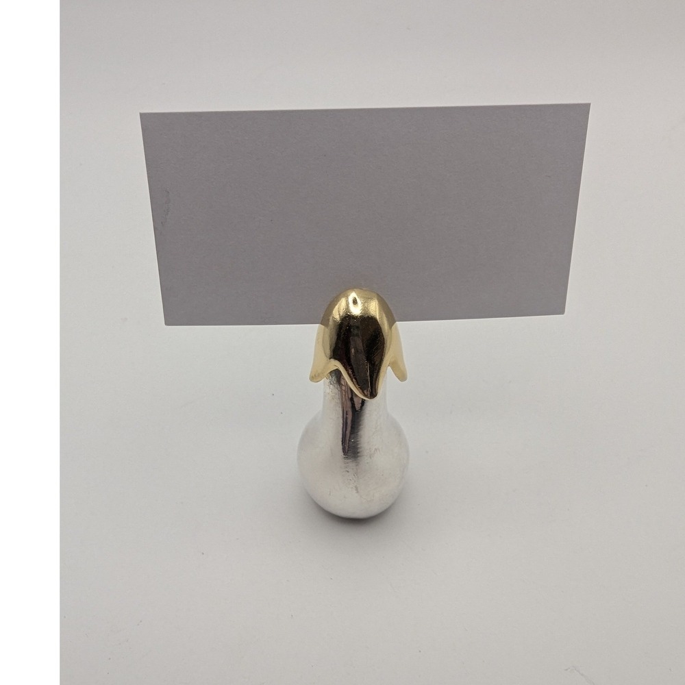 Set of 6 Eggplant Name Card Holders Silver & Gold Tone Table Decor  READ